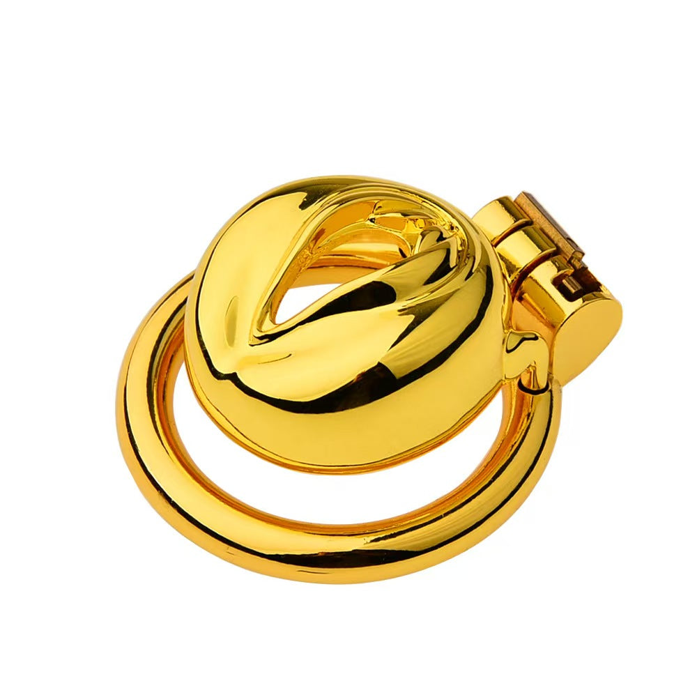 Flat Golden Metal Chastity Device