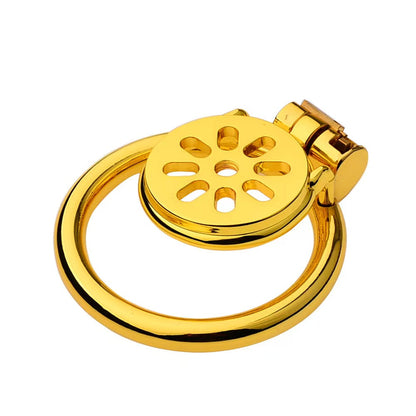 Flat Golden Metal Chastity Device