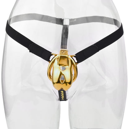 Golden Short Smooth Stainless Steel Cobra Chastity Cage