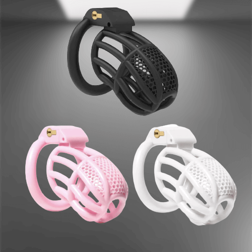 Lockable Honeycomb Chastity Device With 4 Rings
