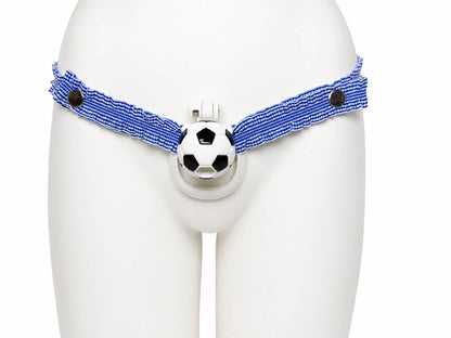 Blue houndstooth support strap, front view