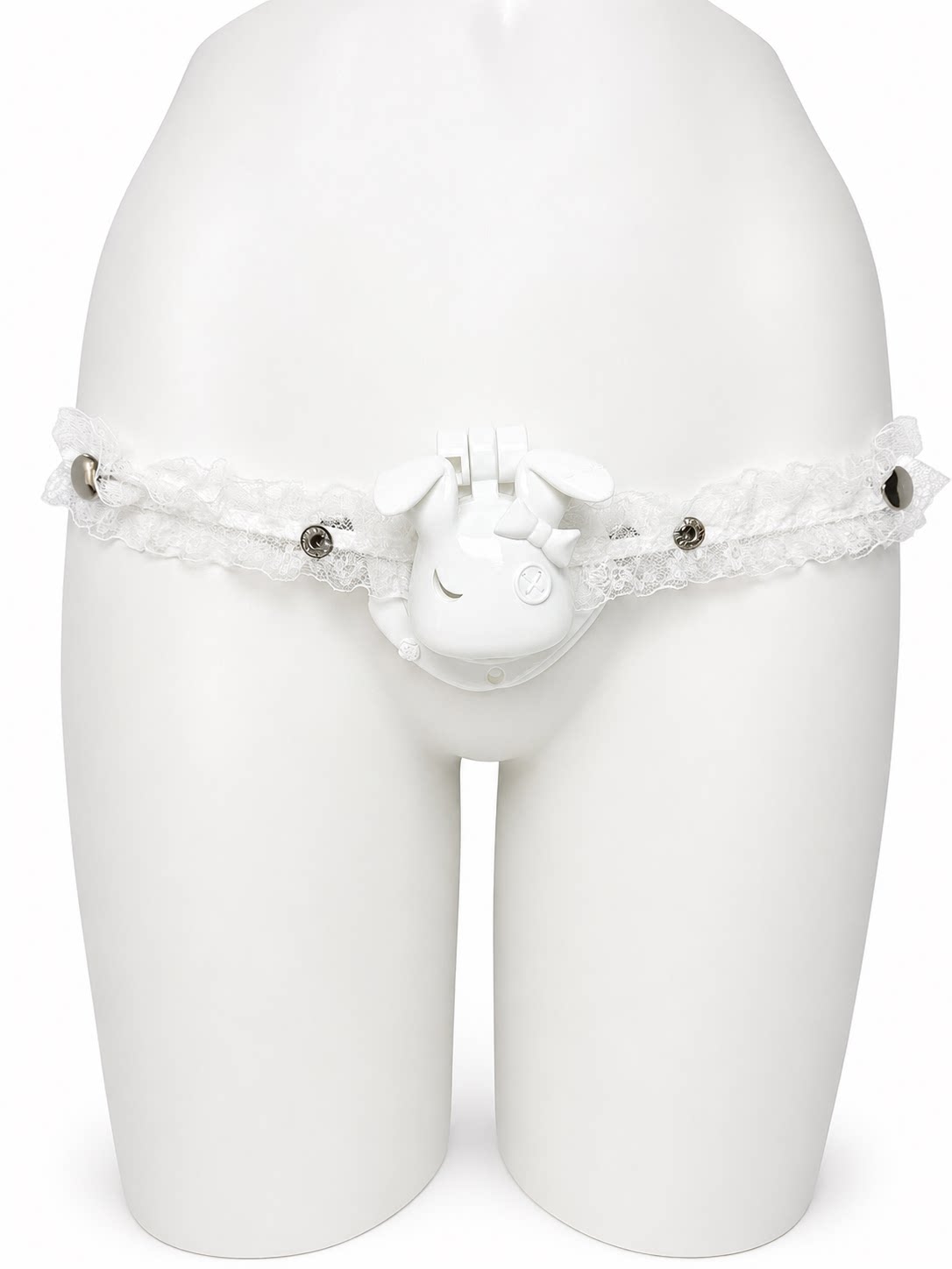 White Lolita lace support strap, front view