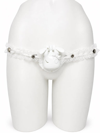White Lolita lace support strap, front view