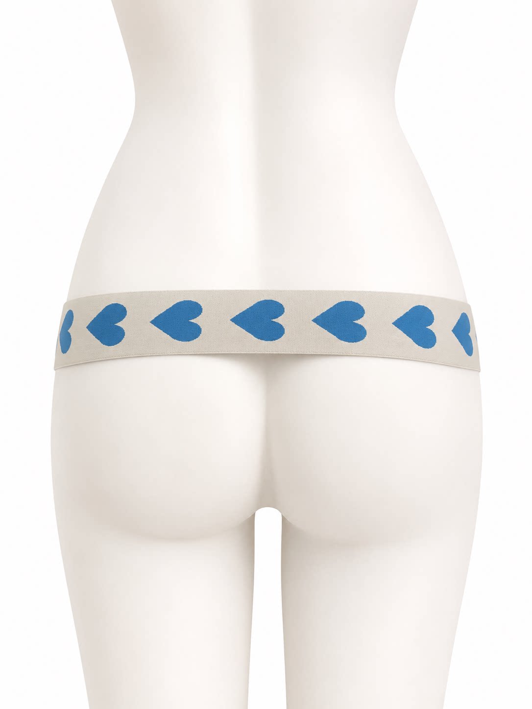 Blue hearts single support strap, rear view