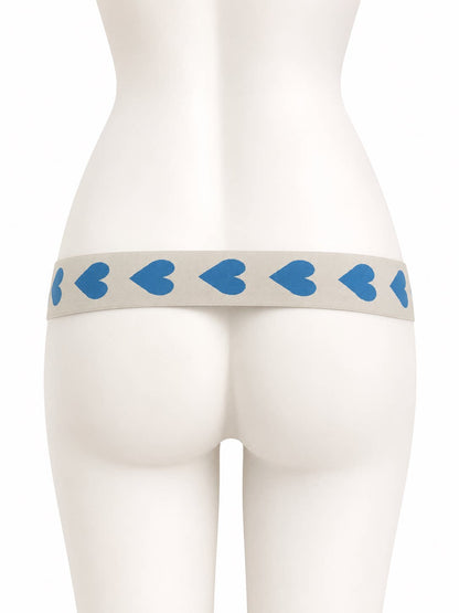Blue hearts single support strap, rear view