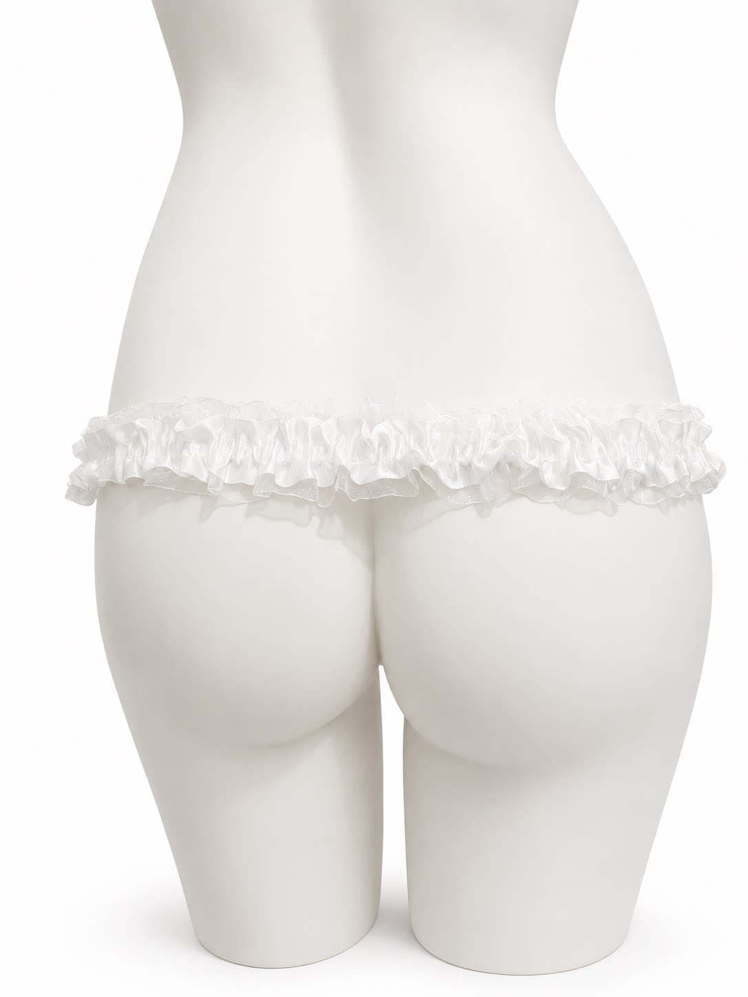 White lace single support strap, rear view