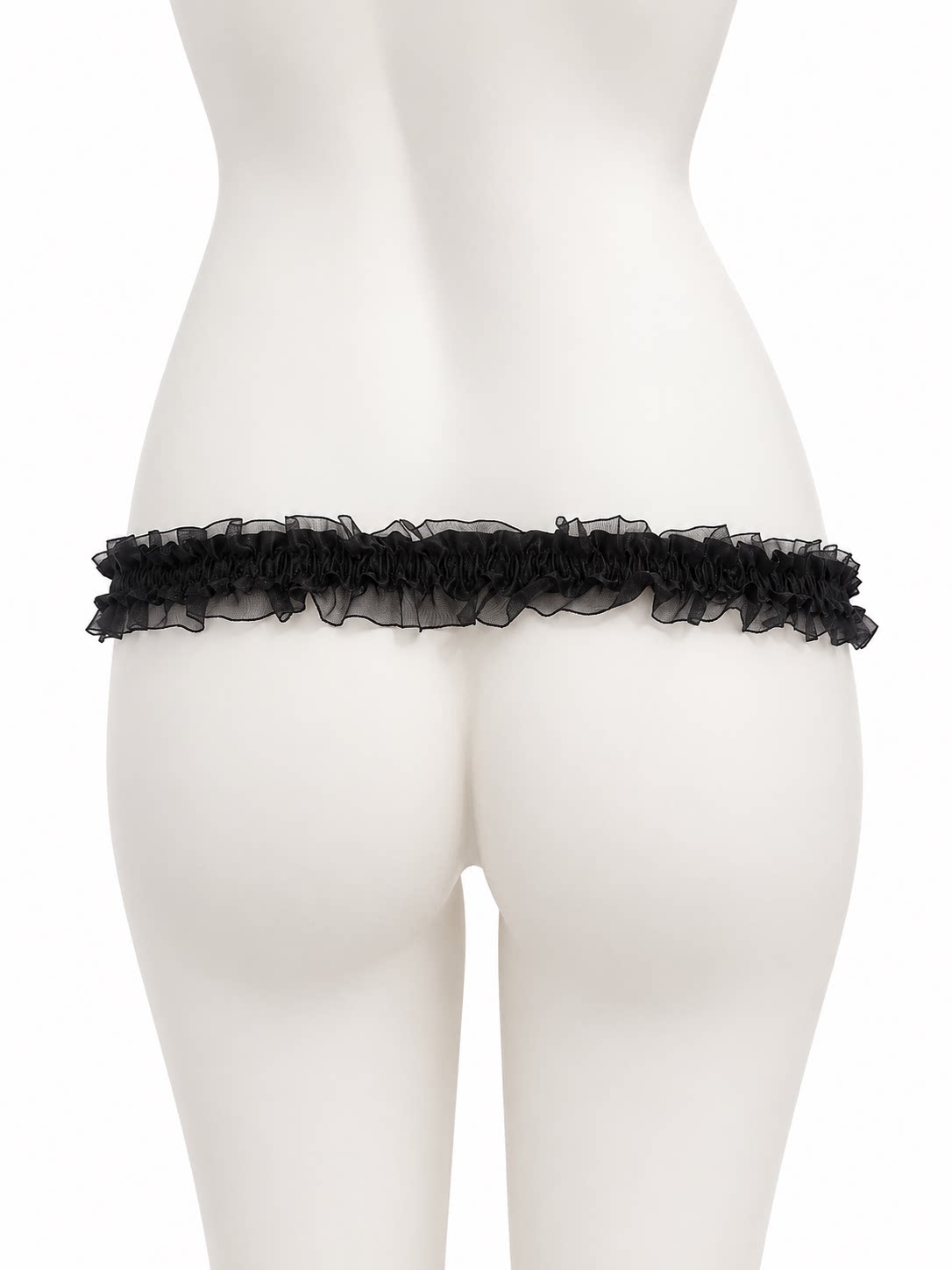Black lace single support strap, rear view