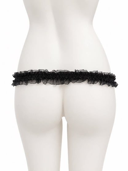Black lace single support strap, rear view