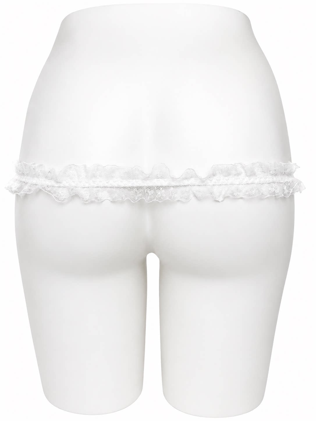 White Lolita lace single support strap, rear view