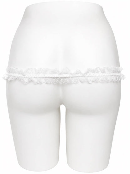 White Lolita lace single support strap, rear view