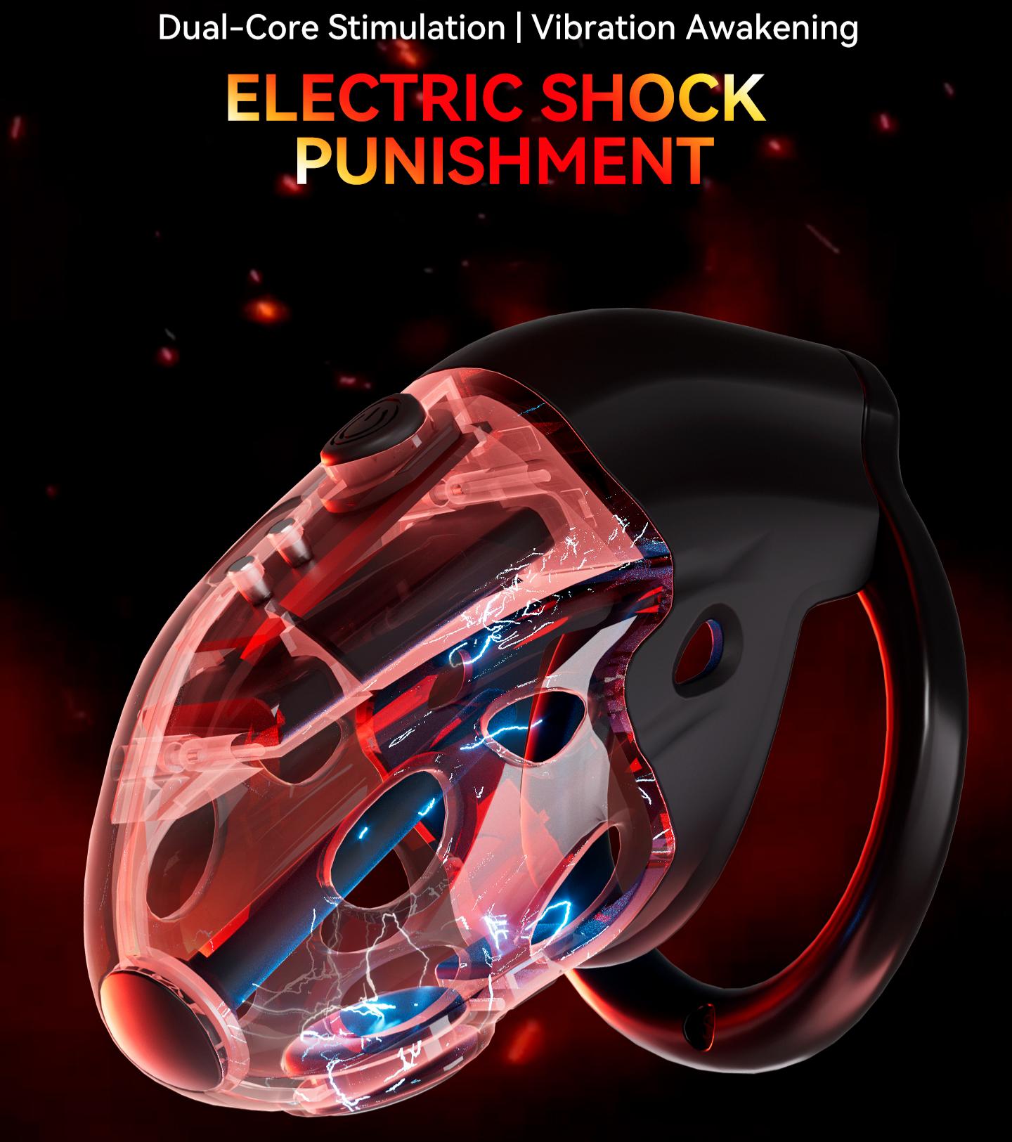 Retractable Electric Shock Vibrating Chastity Cage