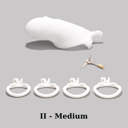 Men's Simulated Penis White Chastity Cage