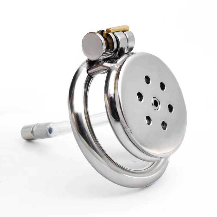 Mini Inverted Flat Steel Chastity Cage (Optional Spikes + Urethra Insert) - additional view 5
