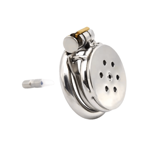 Mini Inverted Flat Steel Chastity Cage (Optional Spikes + Urethra Insert) - additional view 7