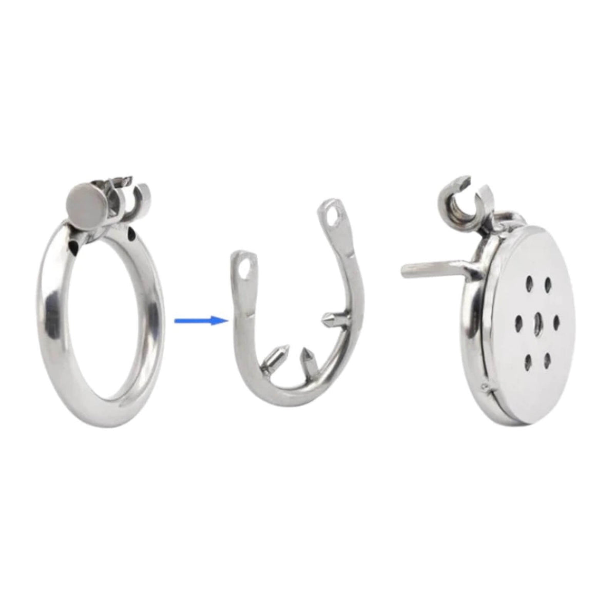 Mini Inverted Flat Steel Chastity Cage (Optional Spikes + Urethra Insert) - additional view 9