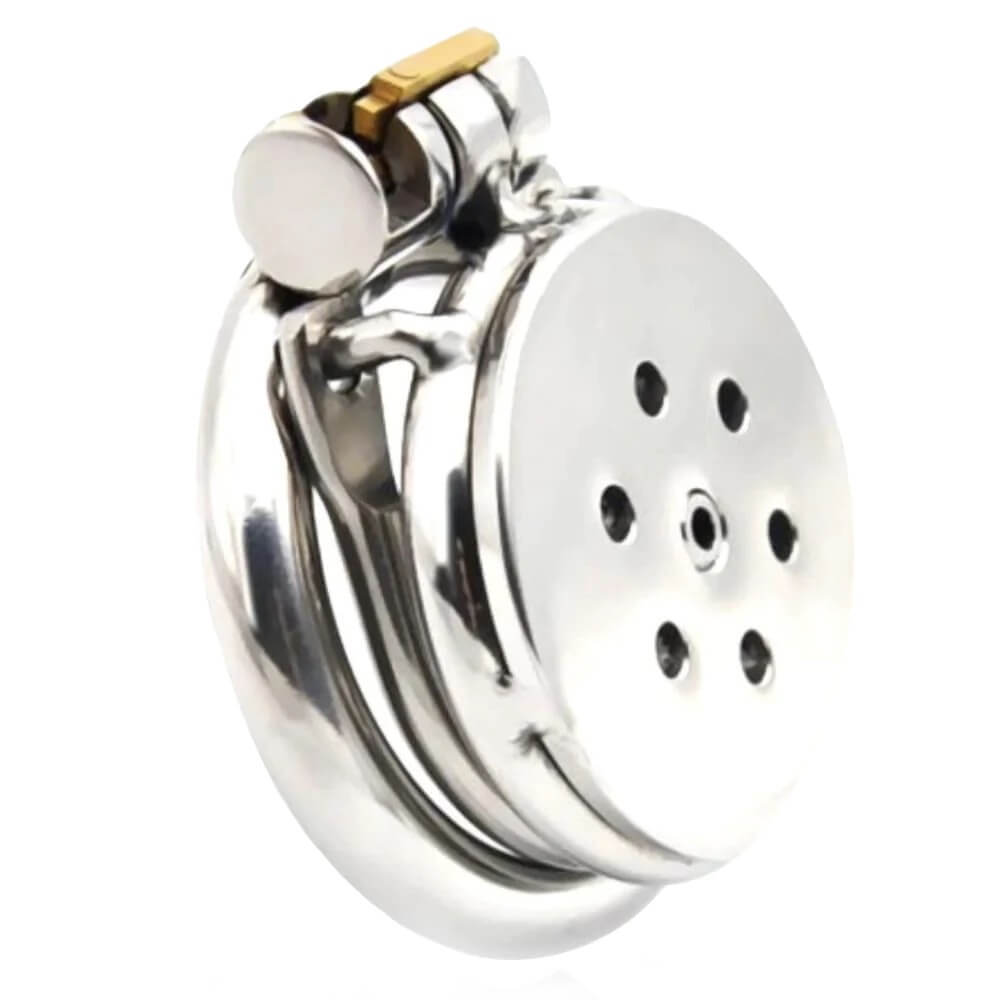 Mini Inverted Flat Steel Chastity Cage (Optional Spikes + Urethra Insert) - additional view 6