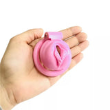 Pink Pussy Shaped Resin Chastity Cage