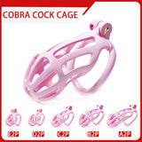 Keuschheitskäfig-Set „Cobra“ mit rosa Streifen, 4,5 bis 10,5 cm lang