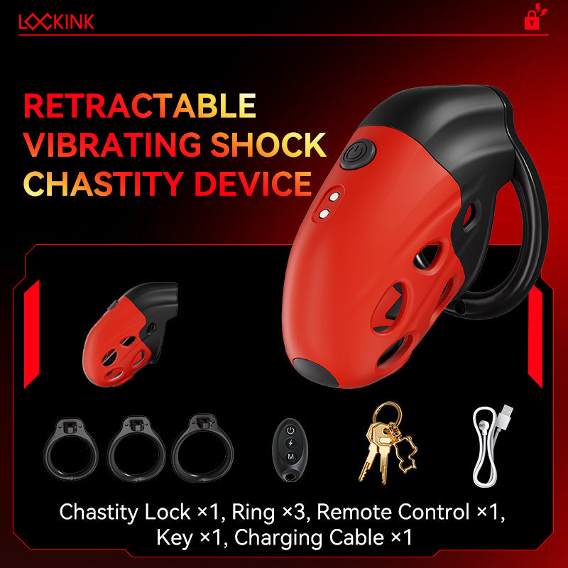 Retractable Electric Shock Vibrating Chastity Cage