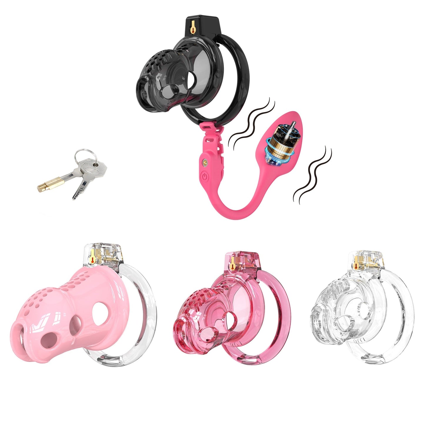 Silicone Chastity Cage With Remote Control Anal Plug