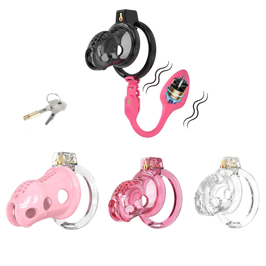 Silicone Chastity Cage With Remote Control Anal Plug