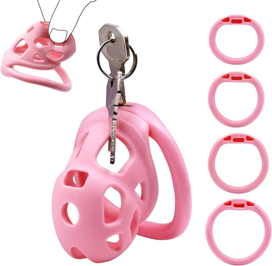 Pink Soft Silicone Chastity Device – Hidden Lock