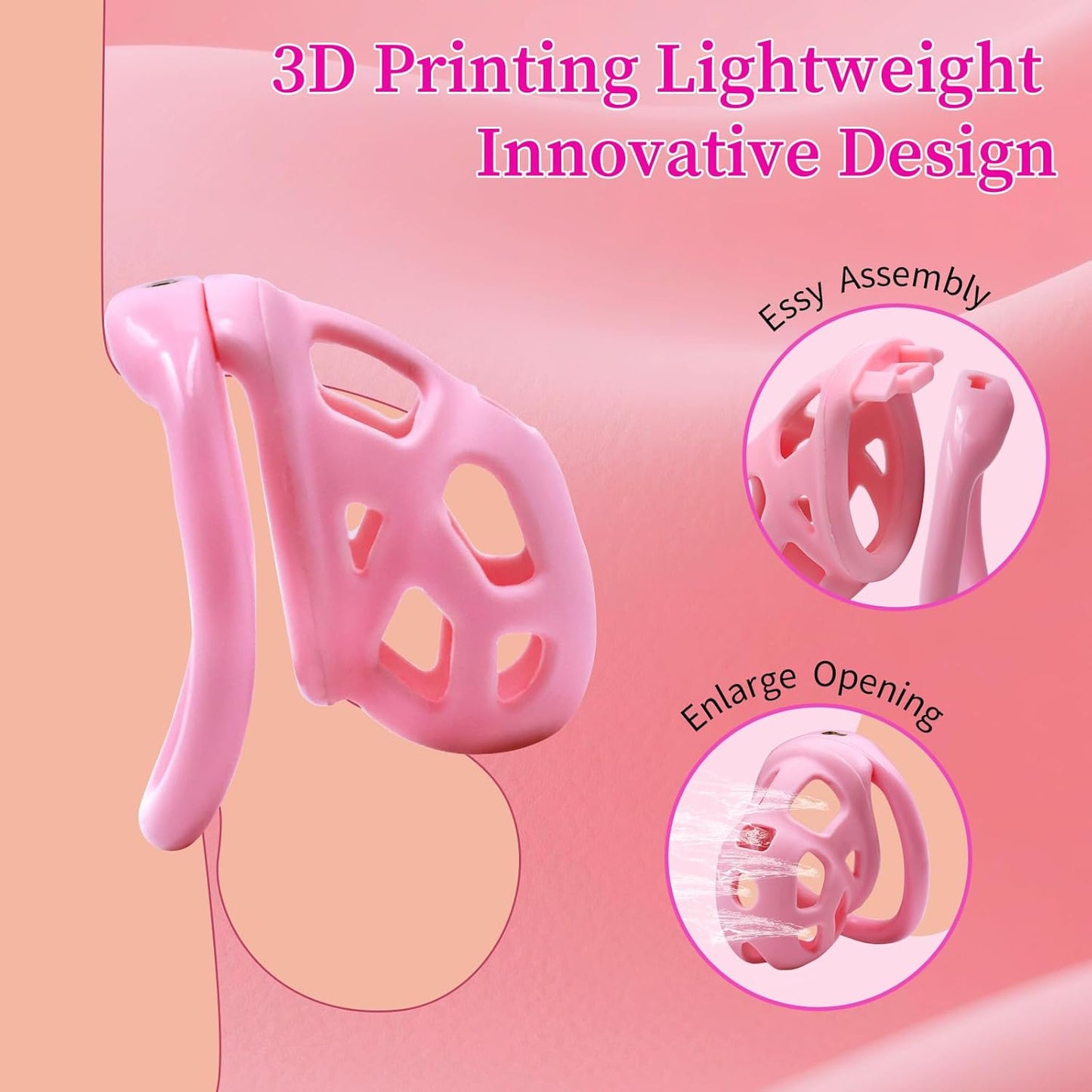 Pink Soft Silicone Chastity Device – Hidden Lock