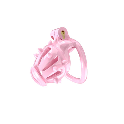 Keuschheitsgürtel-Set „Cobra“ mit rosa Streifen und Spike-Stiften