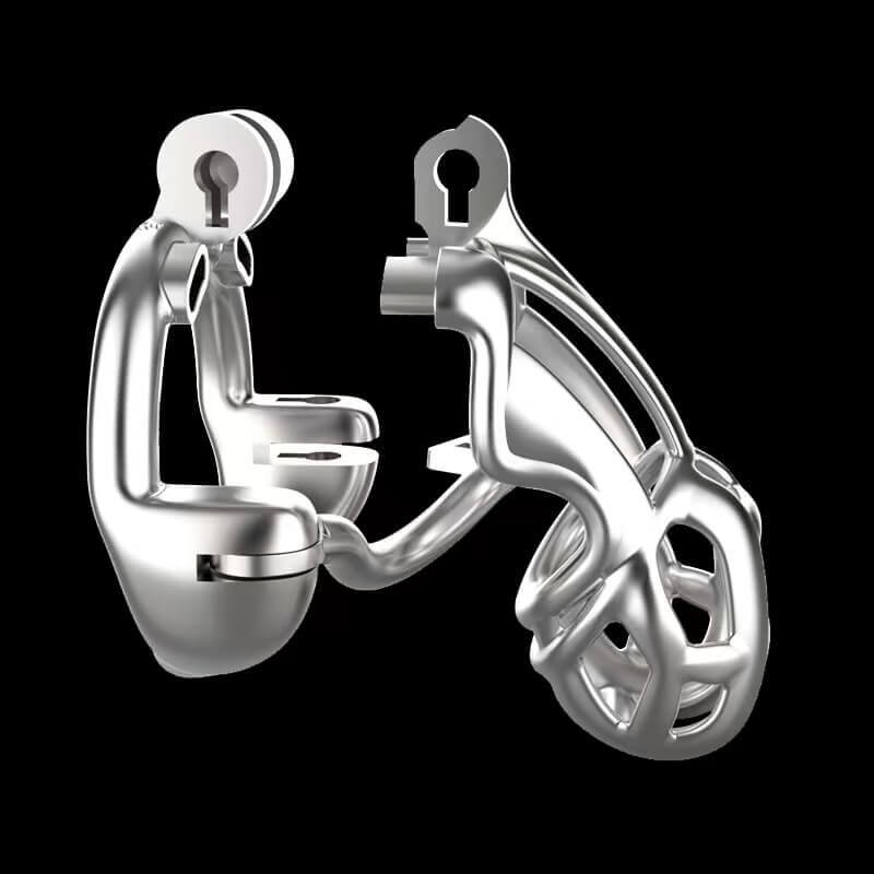 Stainless Steel Double-Lock Mamba Chastity Cage