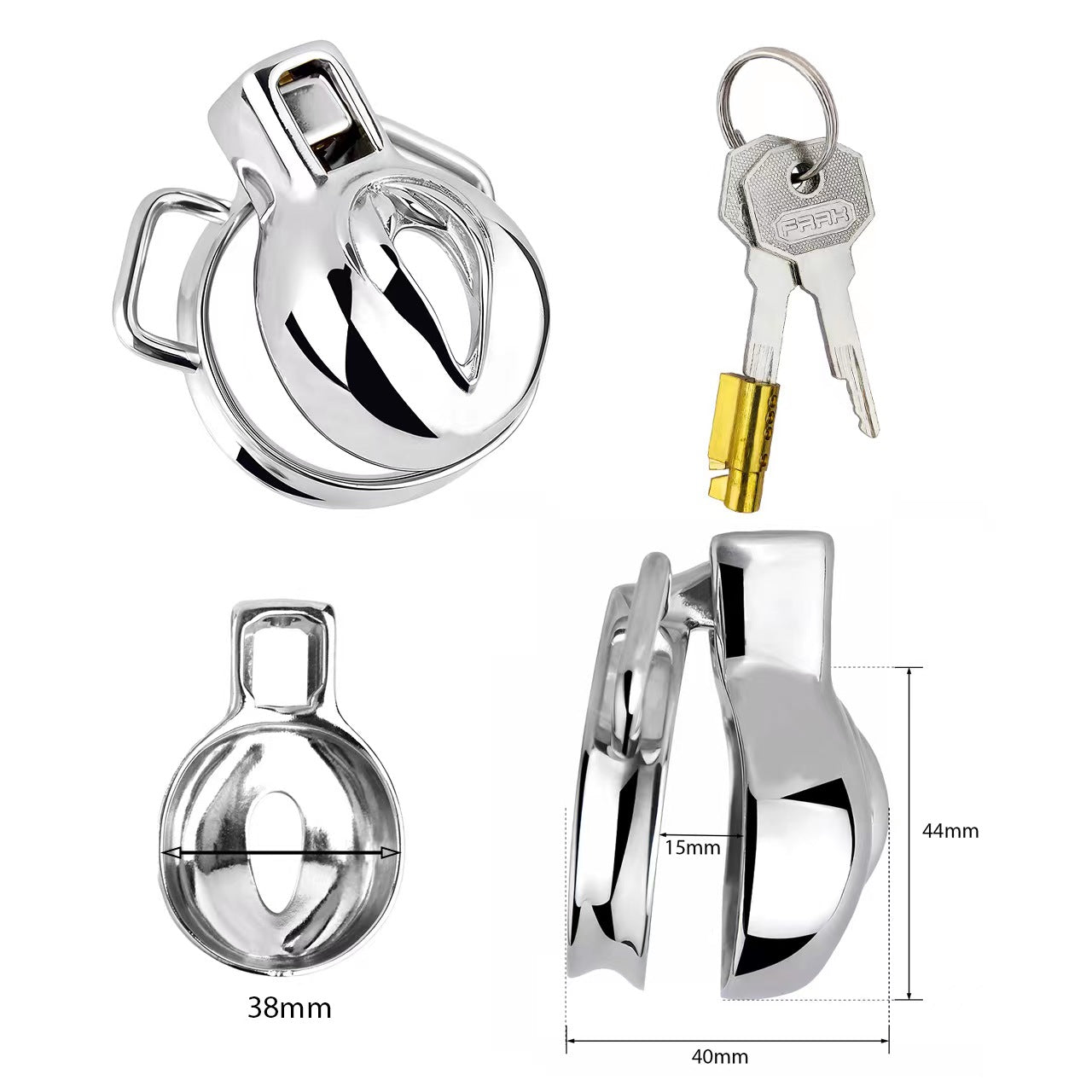 Cage de chasteté en acier avec ceinture