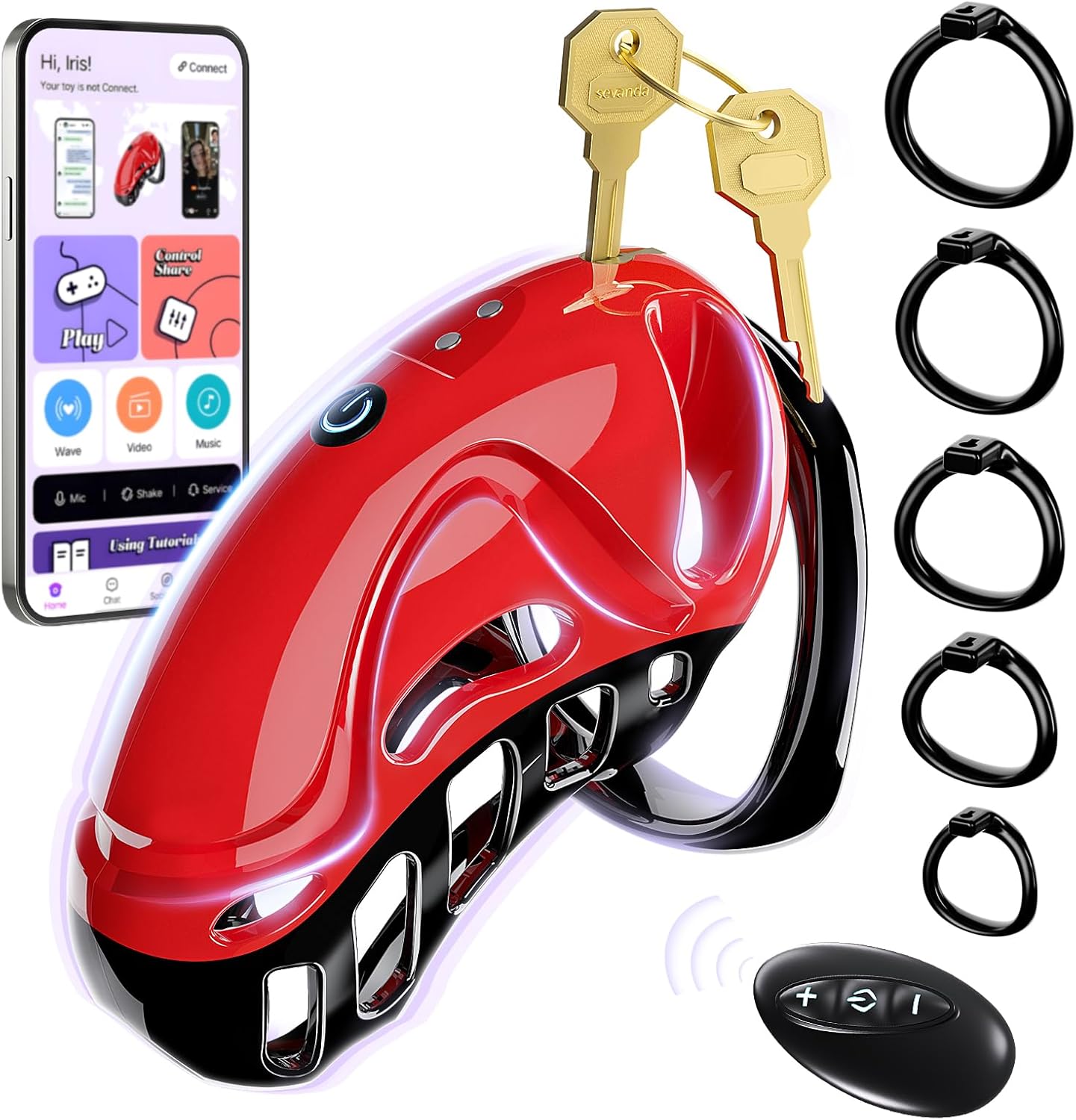 Vibrating Chastity Cage - Male Chastity Devices Cock Cage with 10 Vibrations-1