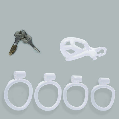 Nub Cobra Male Chastity Cage With 4 Rings White
