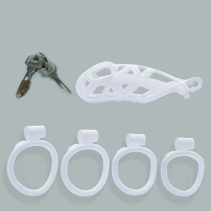 Maxi Cobra Male Chastity Cage With 4 Rings White