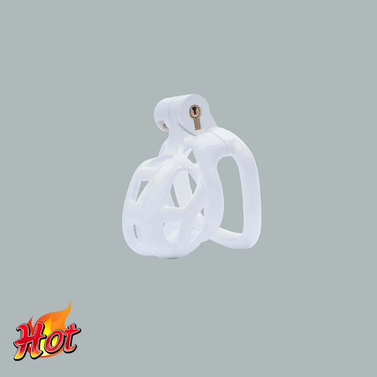 Nub Cobra Male Chastity Cage With 4 Rings White