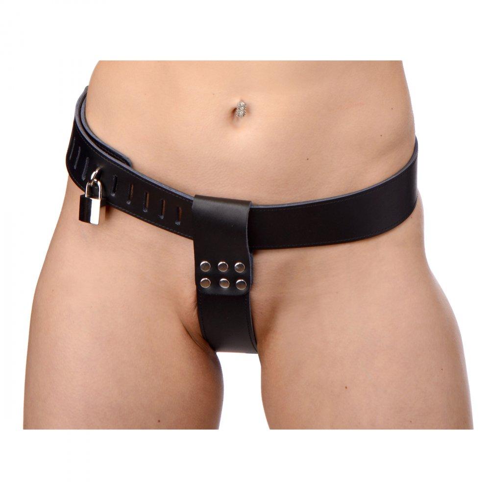Ceinture de chasteté réglable en cuir pour femme